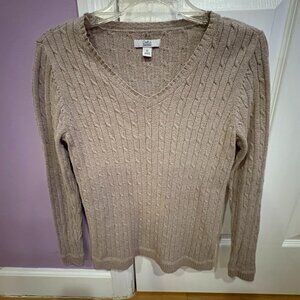 Croft & Barrow X-Small Beige V-Neck Sweater-Gently Worn-Like New